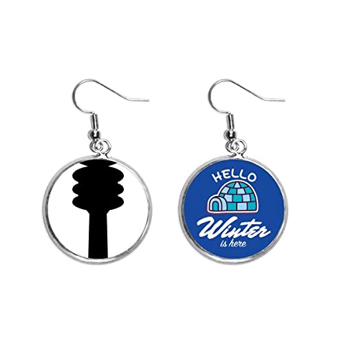 Pendientes de Berlín con torre Fernsehturm de diseño invernal en gota para mujer