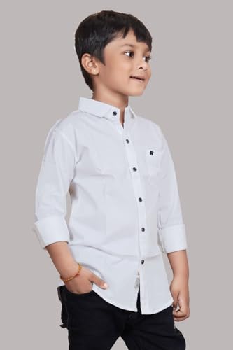 Image of Boys Solid Casual Shirt in Cotton Fabric