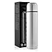 GOURMEO Thermos in acciaio inox, 1 Litro | Doppia parete con chiusura a bottone automatico | Thermos, Thermocafe, Borraccia Isolata, Borraccia Termica, Argento