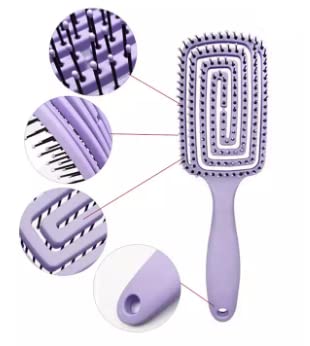 Miniatura 5 de Cepillo de pelo curvado para mujeres, hombres y niños, masaje de cepillo y cuero cabelludo para cabello húmedo y seco, cepillo desenredante suave y