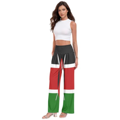 Pantalon de détente extensible imprimé drapeau Kenya pour femme