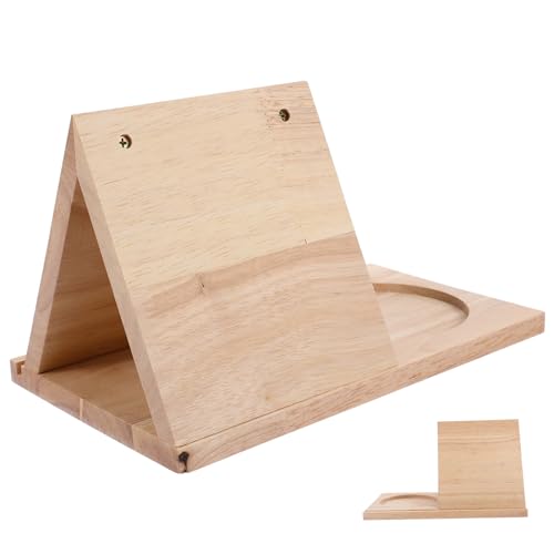 Abaodam 木製三角ブックスタンド 卓上棚付きカップホルダー 多機能木製書見台 コンパクト収納可能な書架置物架 小型で耐久性のあるデスク