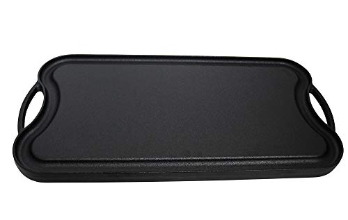 Mirro Mir-19055 Pre-Seasoned Ready To Use Cast Iron Reversible Grill/Griddle With Handles 20 Inch X 10.5 Inch, Black #TOP1