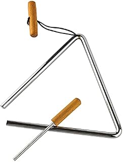 Triangle Hand Percussion with Striker,Rhythm Steel Triangles Music Instrument (8 inch)