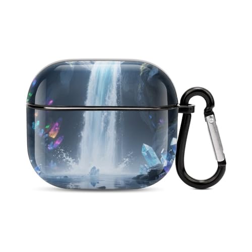 Custodia per cuffie Bluetooth con stampa a cascata antiurto in policarbonato copertura completa compatibile con ricarica wireless e AirPods terza generazione con fibbia di sicurezza