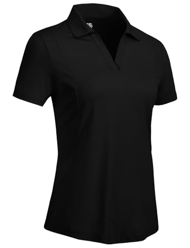 Rdruko Women's Golf Shirts Short Sleeve Dry Fit Polo Tennis V Neck Collared Athletic Shirts