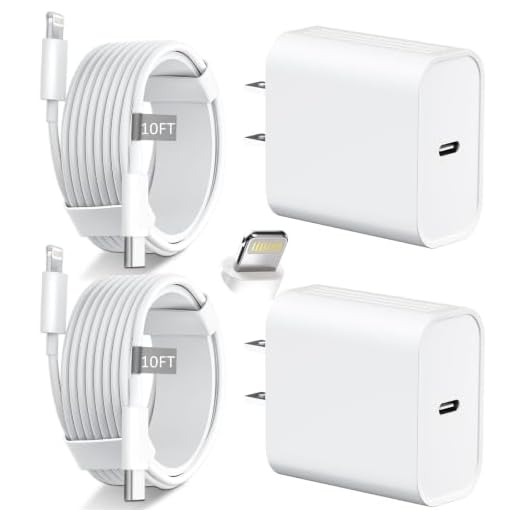 iPhone 14 13 12 11 Charger Fast Charging 20W USB C Charger Type C Charger Fast Charging Block with 10FT Long USB C to Lightning Cable for iPhone 14/13/12/12 Pro Max/11/Xs Max/XR/X,AirPods Pro,2 Pack