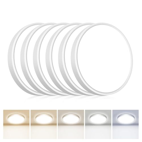 hepside 6PACK Flush Mount LED Ceiling Light Fixture,5 Color Temperature Options Closet Light Fixture,Small Round Slim Surface Ceiling Lamp for Hallway,Bathroom,Bedroom,Kitchen,Interior