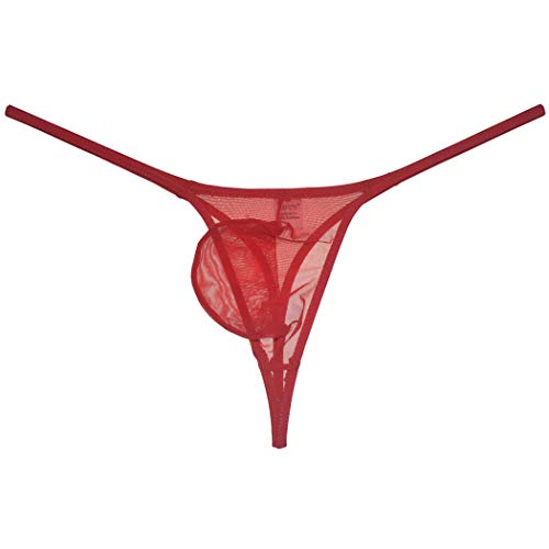 Men's See-through Bulge Thong Underwear Sheer Mesh String Tangas Show Much T-back3