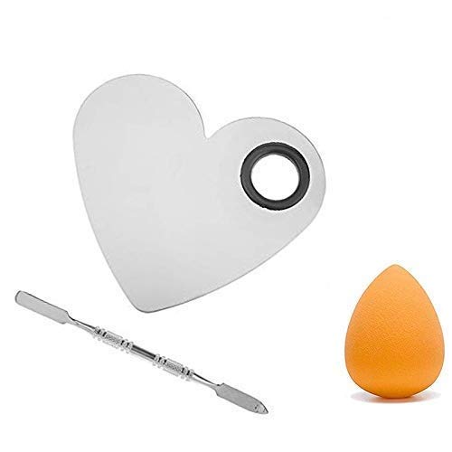 Brain Freezer Makeup Palette with Spatula | Stainless Steel Heart Silver Shape Shape with Sponge Makeup-image-32