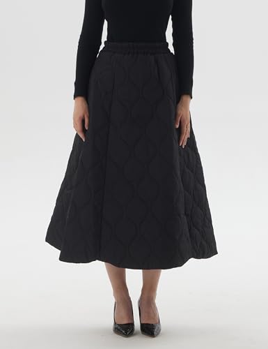 Women Winter Warm Skirt Black Cotton Skirt A-Line Skirt Plus Size Customize Skirt With Pocket3