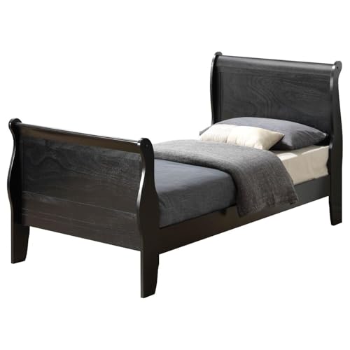 HomeStock Sleigh Bed Frame Full Size Platform Bed Elegant Bedroom