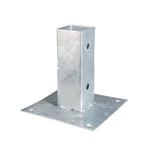 1x siwitec Aufschraubhülse für Vierkantholzpfosten, 150 mm Höhe, 91 x 91 mm Topf, Bodenhülsen für Holzpfosten, feuerverzinkter Stahl, Holzbalken Halterung, Geländerpfosten, Einschraubhülsen