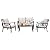 SunloungeCo 4-Piece Patio Furniture Set, Wider Outdoor Metal Seating Sofa with High Back & Loveseat, Coffee Table, All Weather Metal Conversation Set for Backyard, Poolside, Deck-Beige