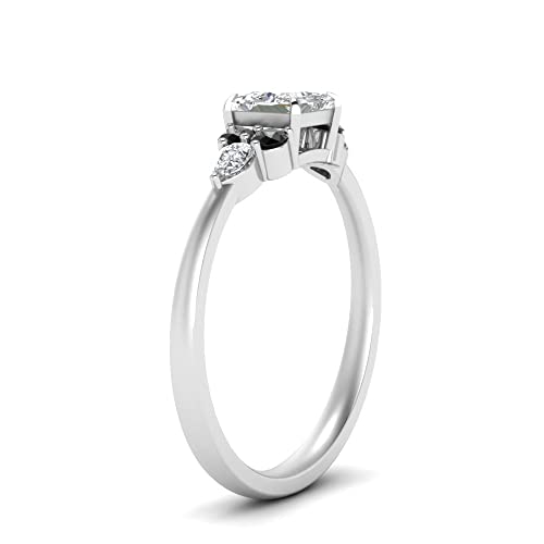 Image of Choose Your Gemstone Princess Shape Accented Engagement Ring 925 Sterling Silver Minimal Modern Design Birthday Gift Wedding Gift Side Stone Engagement Rings : US Size 4 to 12