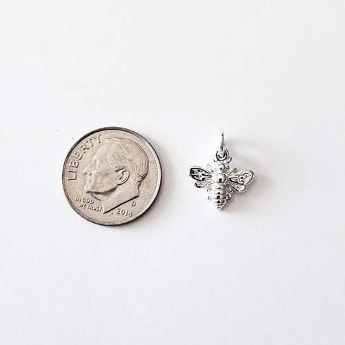 Miniatura 6 de Sterling Silver Tiny Bee Charm Necklace, 18"