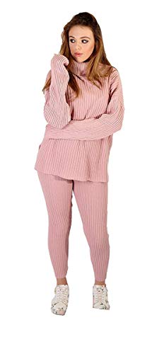 Survêtement femme col roulé rose contre le froid ensemble de jogging