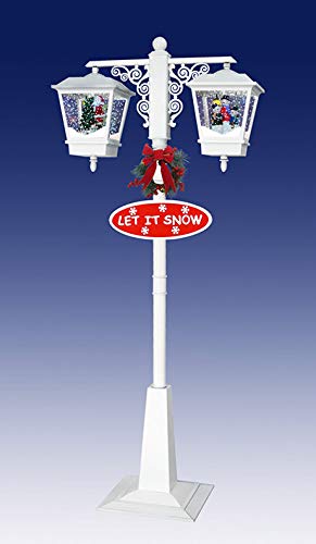 Snowmotion Christmas Lantern Lamp Post - White - Twin Snowing Lanterns - Santa & Carolers - Suitable for Outdoor use. Not to be Confused with The Cheaper Indoor only use Product. (DTT 9577)