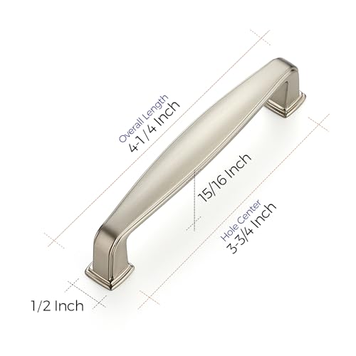 Image of Ravinte Brushed Nickel Cabinet Handles Cabinet Pulls 3-3 /4 Inch 30 Pack | Zinc Alloy, Smooth Bar Grip, Kitchen Cabinet Update, For Cupboards, Drawers, Dressers, Cabinet Doors, Furniture Hardware