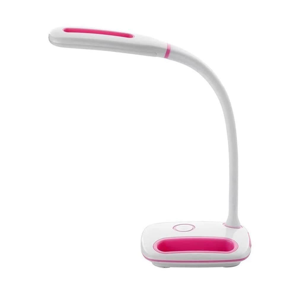 Lampe de Bureau Chambre Dimmable Lecture Lampe De Bureau USB Charge Capteur Tactile Contrôle Col De Cygne LED Étudiant Protection des Yeux Lampe De Table Lampe de Lecture Lampe Bureau (Color : Pink)