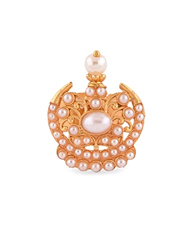 Image of ZAVERI PEARLS Blue Beads Drop Ethnic Pearls Studded Necklace Earring & Ring Set For Women-ZPFK13649
