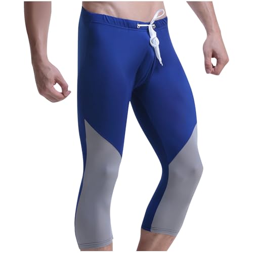 Mens Compression Swim Pants 3/4 Length Sports Tights Stretchy Trunks Athletic Training Shorts Beach Bottoms Swimwear