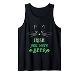 Divertido juego de palabras para amantes de los gatos del Día de San Patricio: Irish You Were Beer. Feliz Día de San Catricio para los amantes de los gatitos, leprecats. Bonita cara de gatito de ojo verde con tréboles para los amantes de la cerveza en San Patricio. Para la mujer loca del gato, mamás gato, catrovertidos introvertidos.