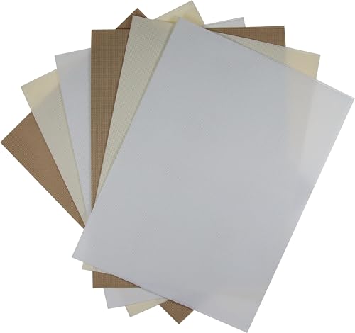Image of KCS 4 /6 pc of 12 inch x 18 inch(30cmx45cm) 18CT Counted Cotton Aida Cloth Cross Stitch Fabric (6 pc, White+Cream+Khaki)