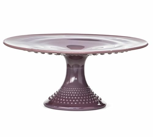 Cake Plate - Gigi Hobnail Pattern - American Made - Mosser Glass USA (Eggplant)