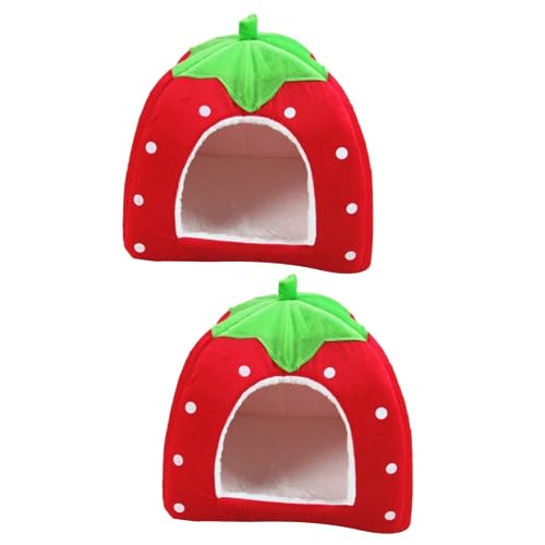 BUGUUYO 2個 ウサギの綿の巣 大きな動物の檻 ペット 大きなハムスターケージ ハリネズミ おもちゃのぬいぐるみ ウサギのトイレ 豚 人間サイズの犬用ベッド モルモットの皮 赤 布