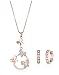 Produktbild Schmetterlinge Schmuck-Set Weiß Österreichische Zirkonia Kristalle Halskette Anhänger 45 cm Huggie Ohrringe 18 kt Rose Vergoldet