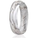 Saco Band Silicone Ring for Women - 6mm Width 1.8mm Thick (Marble - Size 10.5-11 (20.60mm))