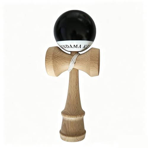 CHPHI Kendama Toy for Kids Adults - Professional Competition Size with PU Paint, Non-Slip Rubberized Coating, Durable Beech Wood, Classic Toss & Catch Game (Black)
