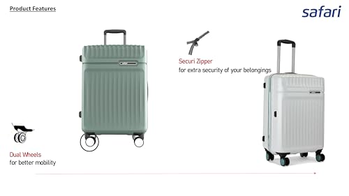 Image of Safari 8 Wheels, Anti-Theft Zipper (Check-in) Polycarbonate Trolley Spinner Luggage Large (Oculus 77CM Green)