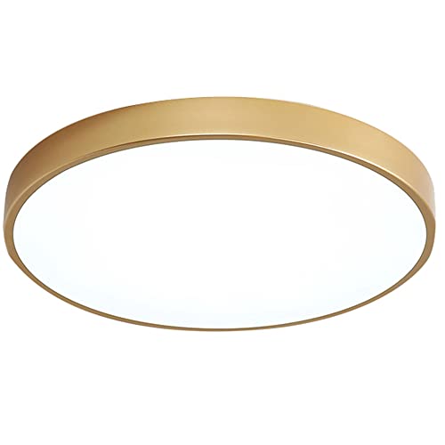 DOBQHWY Lámparas Techo Doradas Ultradelgadas Lámpara Dosel Lujo Luz Circular Herrajes Minimalistas Luces Superficie Plana Lámparas Panel Luz Blanca Fría Súper Brillantes para Dormitorio,Cocina,Office