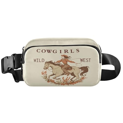 Wild West Rodeo Cowgirl Belt Bag for Women Men Fanny Pack Small Waist Pouch Crossbody Bags for Outdoor Hiking Running Travel