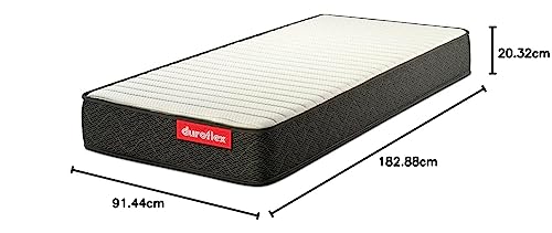 Image of Duroflex LiveIn Bounce - 8 Inch Pocket Spring Mattress Single Size, 3 Zone Roll Pack Mattress for Zero Motion Transfer, Medium Soft Firmness with Cotton Felt Layer, (72X36X8 Inches)