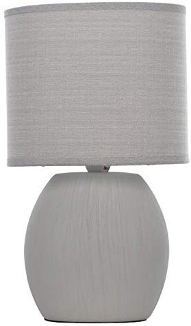 Lampe à poser grise avec pied ovale stable pour table de nuit