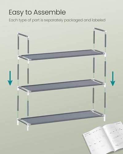 Image of SONGMICS 3-Tier Shoe Rack, Shoe Storage for Hallway Closet, Slim and Space-Saving, Metal Frame, Non-Woven Fabric Shelves, Grey ULSH053G01V1