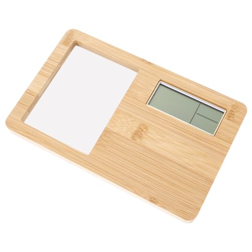 ULTECHNOVO Reloj De Madera Eléctrico con Mini Marco De Fotos Reloj De Escritorio con Pantalla Transparente para Dormitorio Despertador Digital para Mesa De Noche