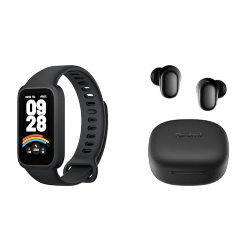 【セット買い】シャオミ(Xiaomi) スマートウォッチ Xiaomi Band 9 Active 18日間連続使用 1.47インチTFTディスプレイ 軽量デザイン iPhone & Android対応 ブラック + ワイヤレスイヤホン Redmi buds 6 Play 36時間の再生時間 AI 低遅延モデル Google Fast Pair対応 急速充電 USB Type-C ブラック