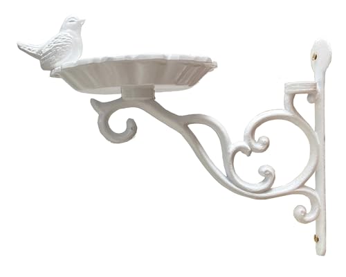 Suporte Comedouro para Pássaros em Metal - Estilo Provençal Colonial Europeu Casa Jardim (Branco)