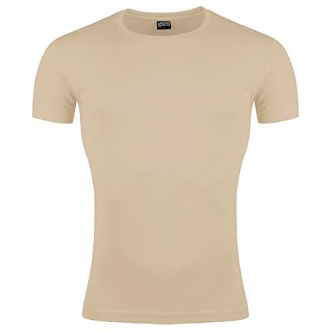 Mens Slim Fit Muscle Fit Short Sleeve Crew Neck T Shirt (Large 40-41" Chest, Sand) Cover