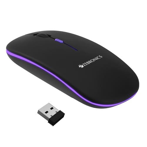 ZEBRONICS Blanc Slim Wireless Mouse with Rechargeable Battery, BT +...