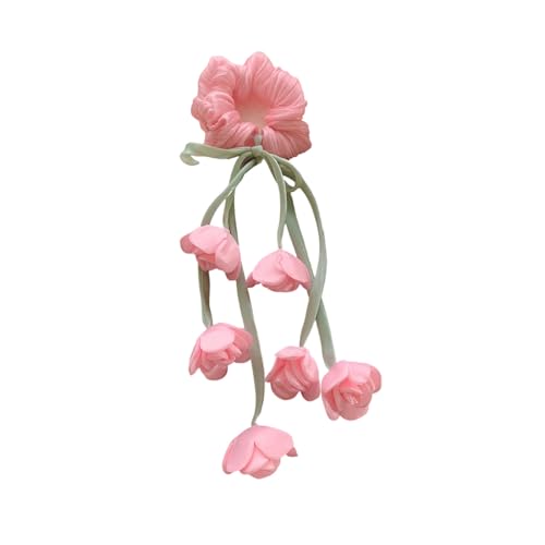 Breathable Tulle Hair Band with Floral Fringe Trim Elastic Scrunchie for Ponytails Braids Breathable Hair Scrunchie