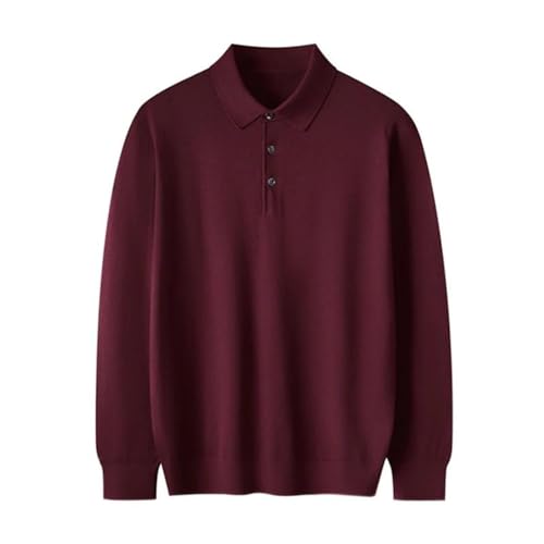 Men’S Wool Thin Turn-Down Collar Long Sleeve Knitted Pullover Sweater Breathable for Business Casual Wear2