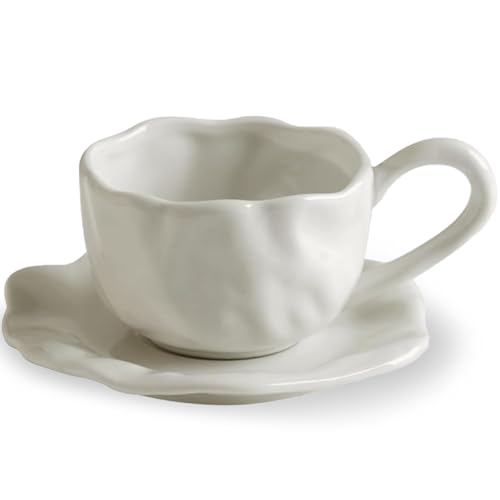 Latte Art Cups Set, Ceramic Espresso & Cappuccino, 6.7 Oz