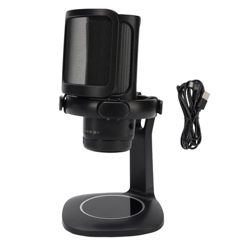 Gaming USB Microphone for PC Cardioid Desktop RGB Mic Condenser Microphone with Filter for Streaming Podcasting