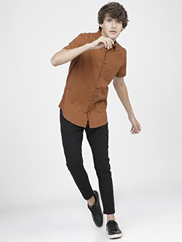 Image of Ketch Men's Cotton Slim Fit Solid Half Sleeve Shirt