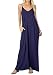 CALIPESSA Womens Summer Pockets Casual Plain Swing Maxi Tank Dress Deep Blue XL